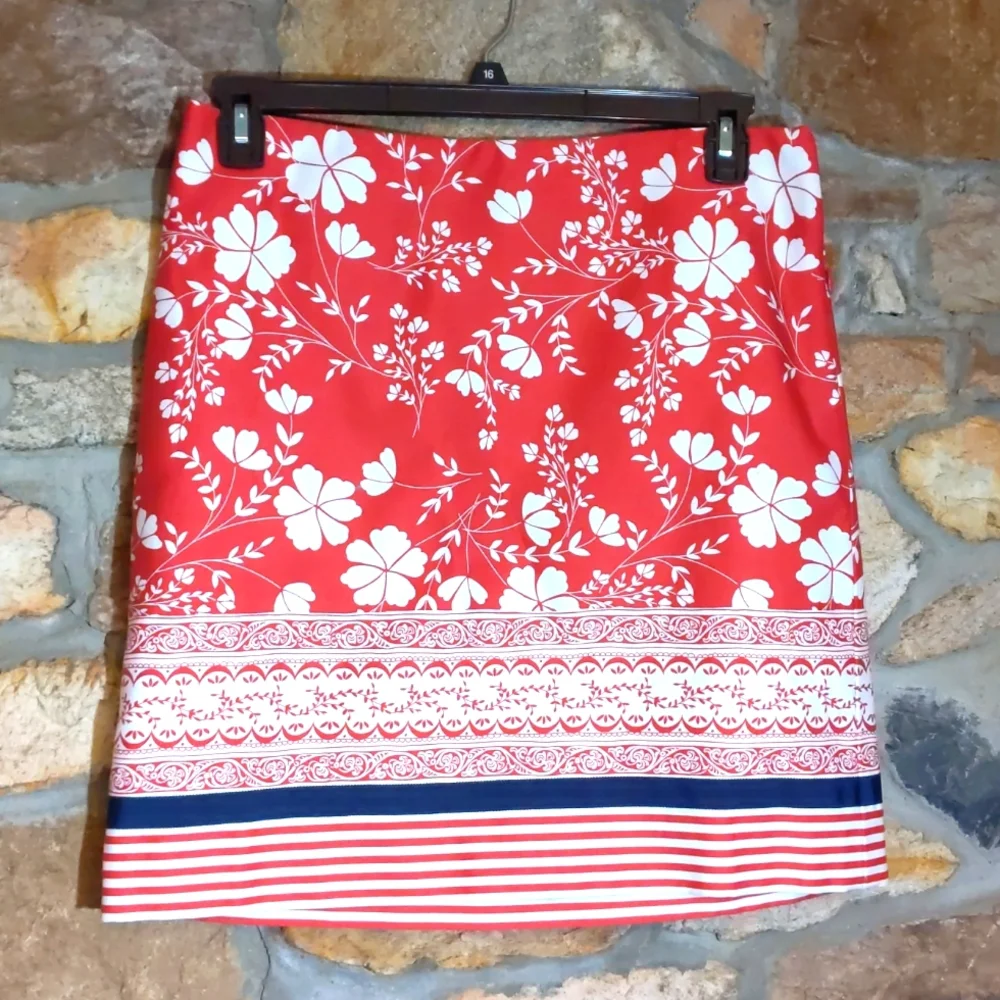 Ann Taylor loft Red floral skirt